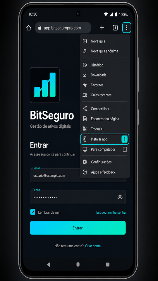 Chrome: menu Instalar app
